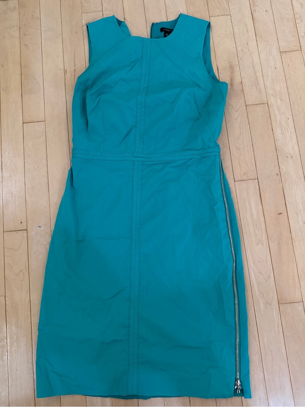 Ann Taylor Sleeveless Teal Sheath Dress with Side Zip